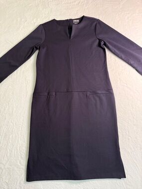Lands' End Navy Classic Long-Sleeve Dress